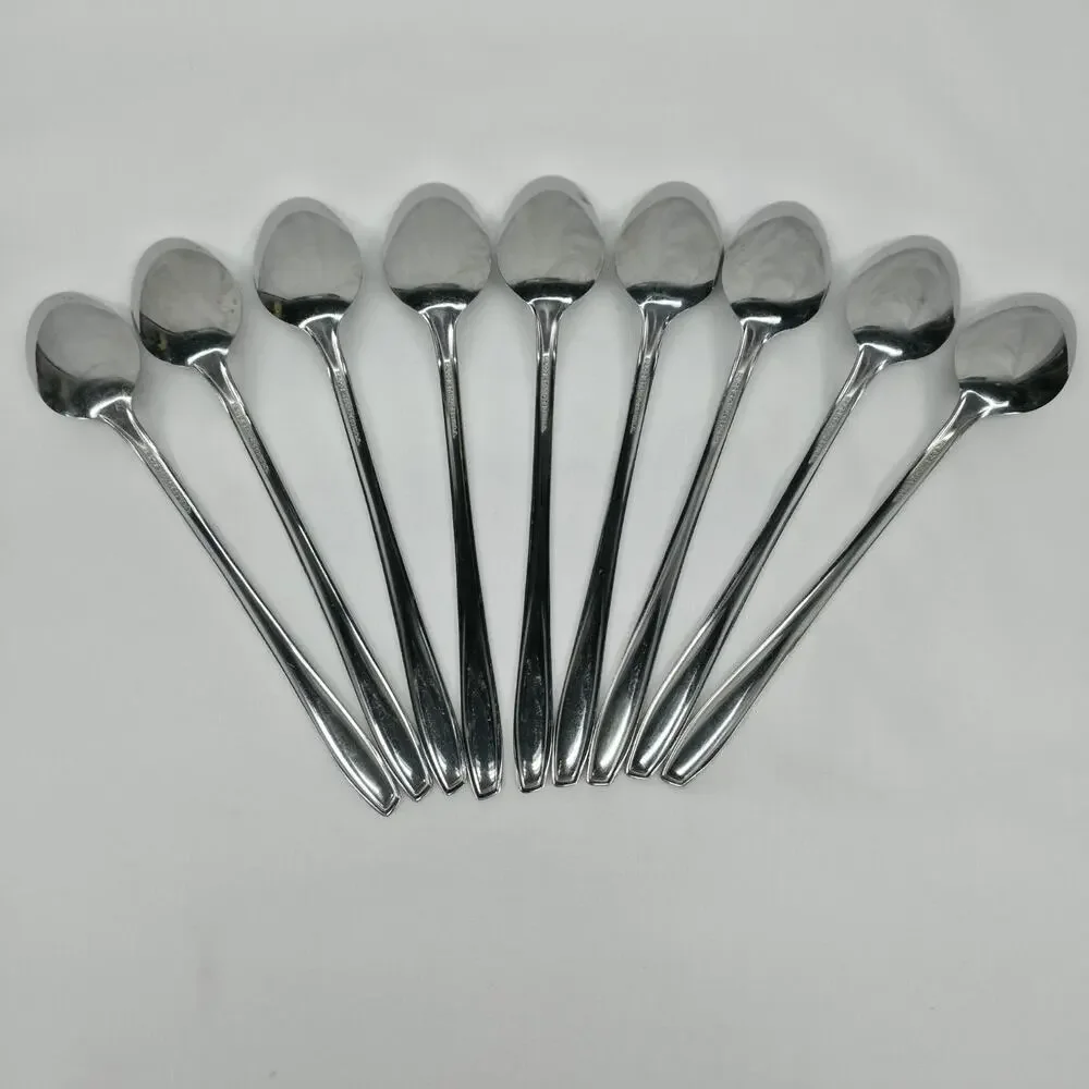 Vintage SILCO Stainless USA Teaspoons Lot of 8 Mid Century Flatware Silverware